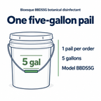 Bioesque BBDS5G botanical disinfectant: One five-gallon pail information graphic