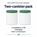 BioOne B1DRY drain & septic maintainer: Two-canister pack information graphic