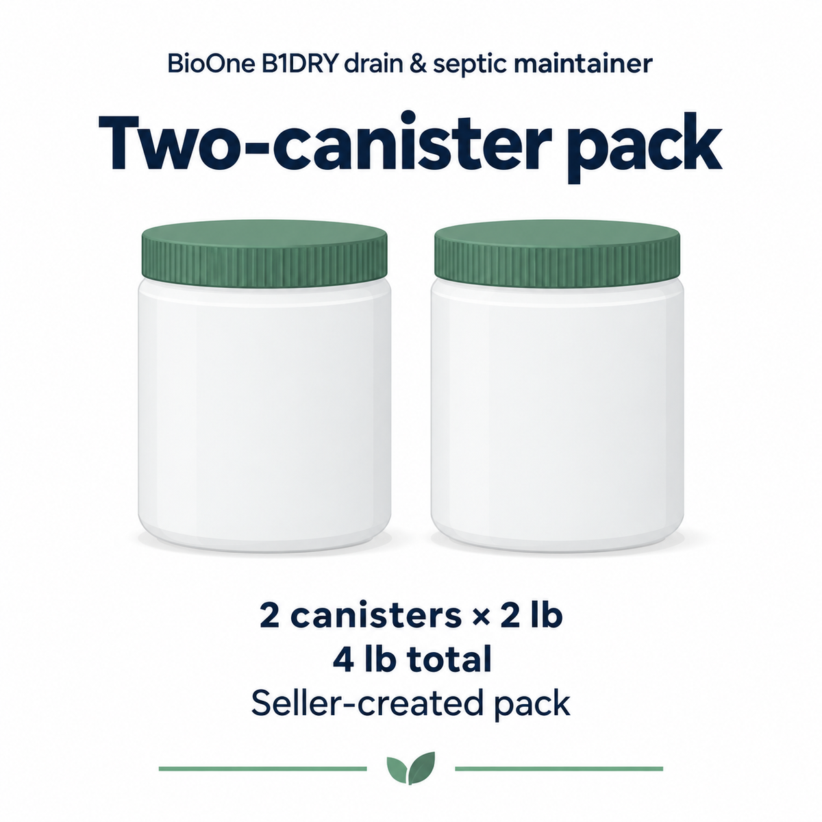 BioOne B1DRY drain & septic maintainer: Two-canister pack information graphic
