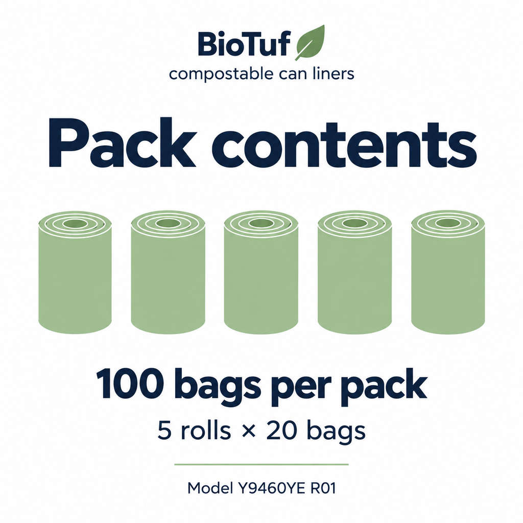 BioTuf compostable liners: contents information graphic
