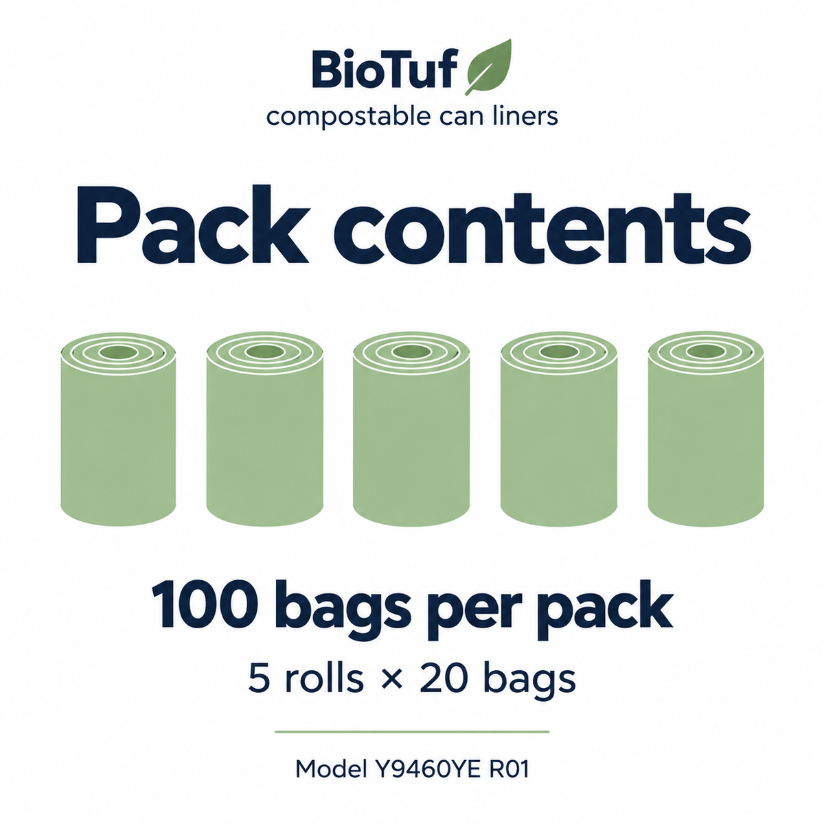BioTuf compostable liners: contents information graphic