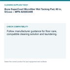 Bona SuperCourt Microfiber Wet Tacking Pad, 60 in, 5/Case – MPN AX0003499 — compatibility guide