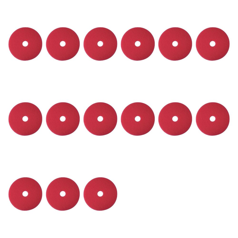 3M Red Buffer Pads 5100, 17 inch – 15 Pads (3 Cartons) — complete purchase quantity shown