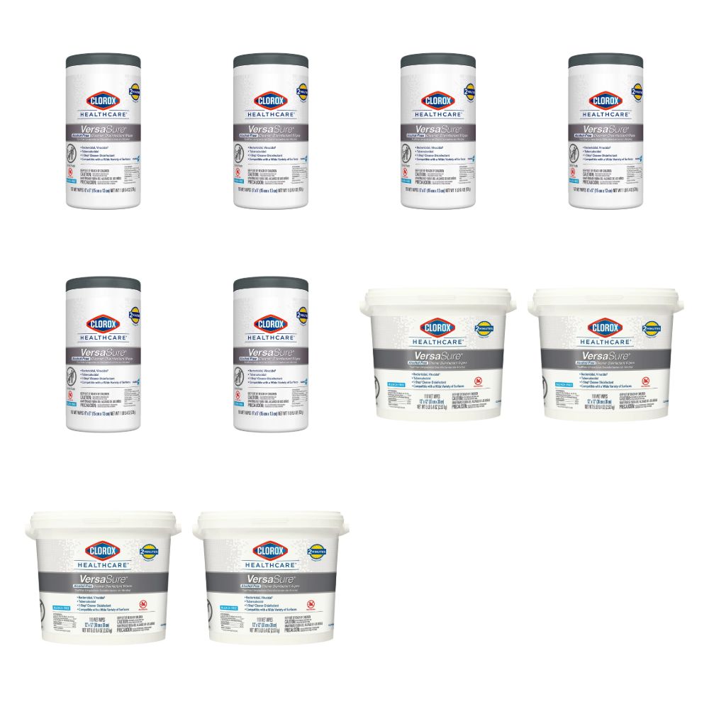 Clorox Healthcare VersaSure Restock Bundle — 6 Canisters and 4 Buckets — complete purchase quantity shown