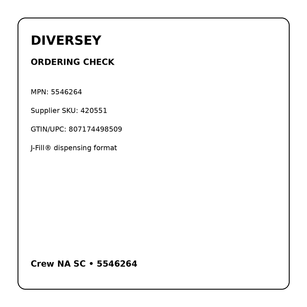 Diversey Crew NA SC 5546264 ordering information