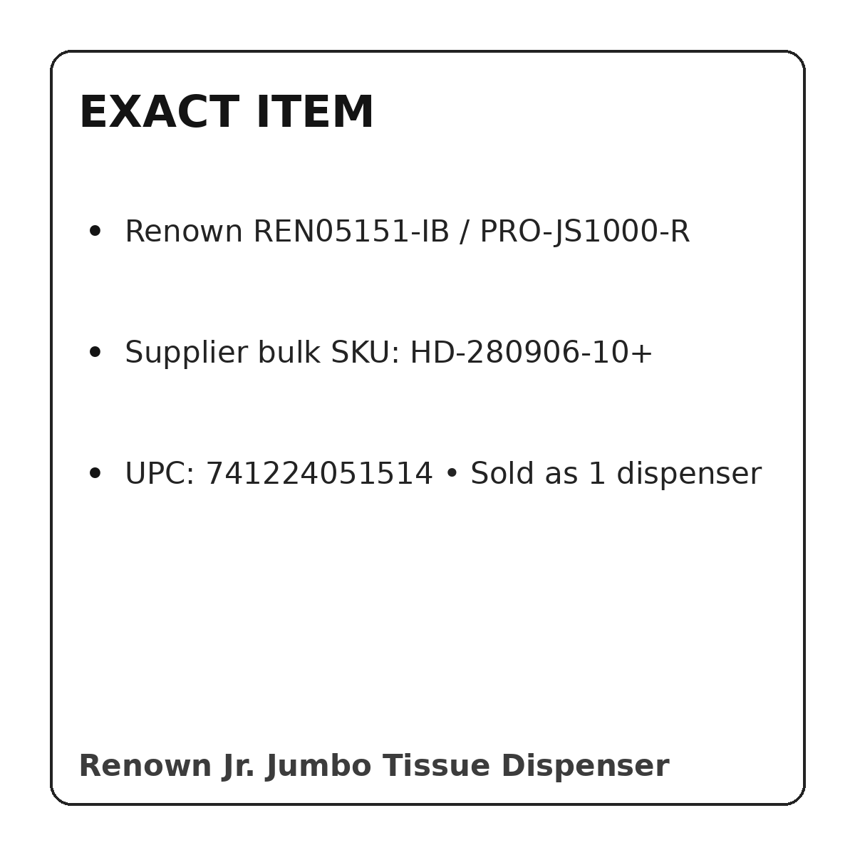 Renown REN05151-IB exact MPN, supplier SKU and UPC details