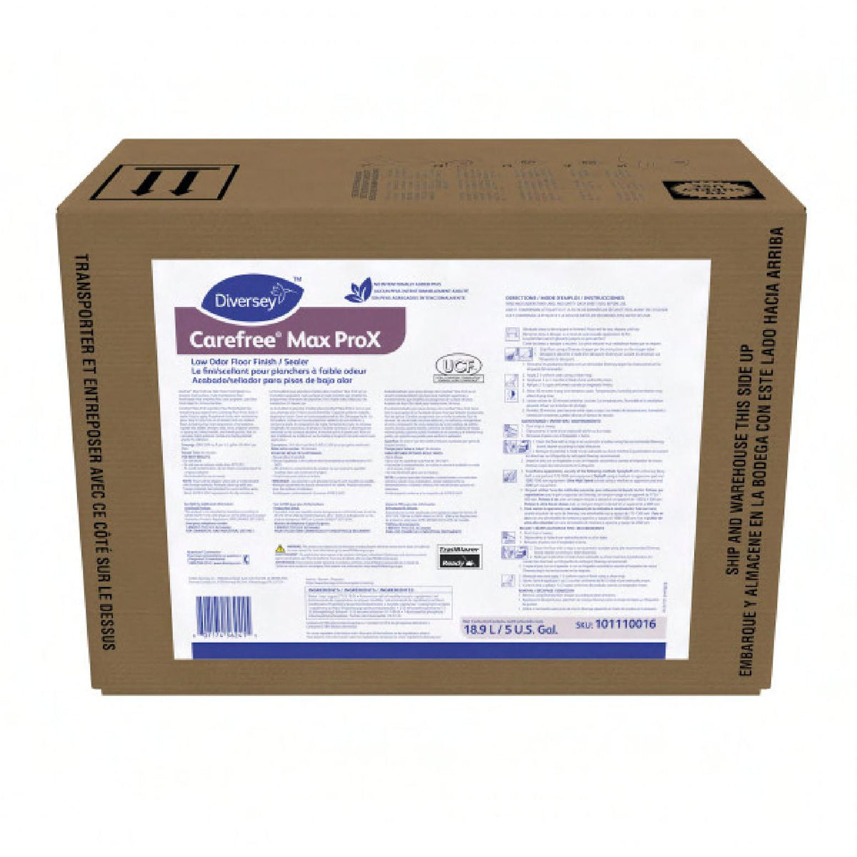 Diversey Carefree Max ProX floor finish 5 gallon bag-in-box, MPN 101110016