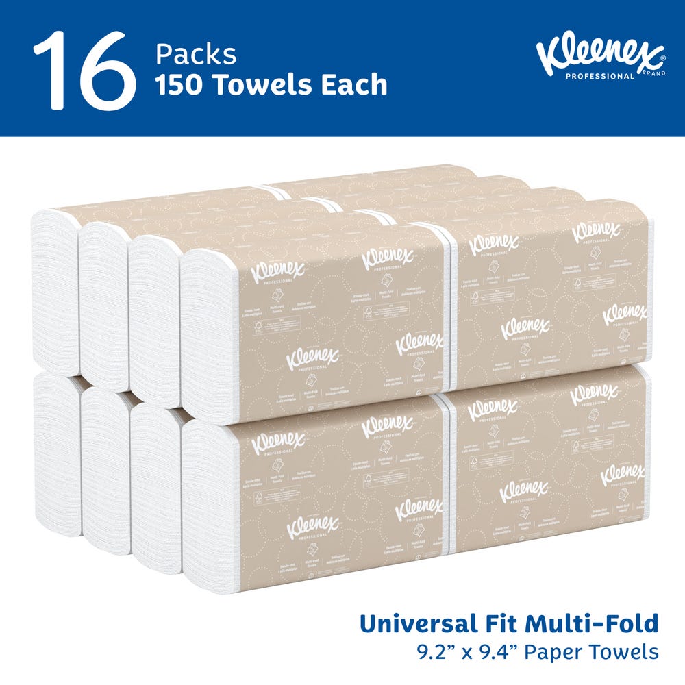 Kleenex White Multifold Hand Towels, 150/Pack, 16/Case – MPN 01890 — additional product view