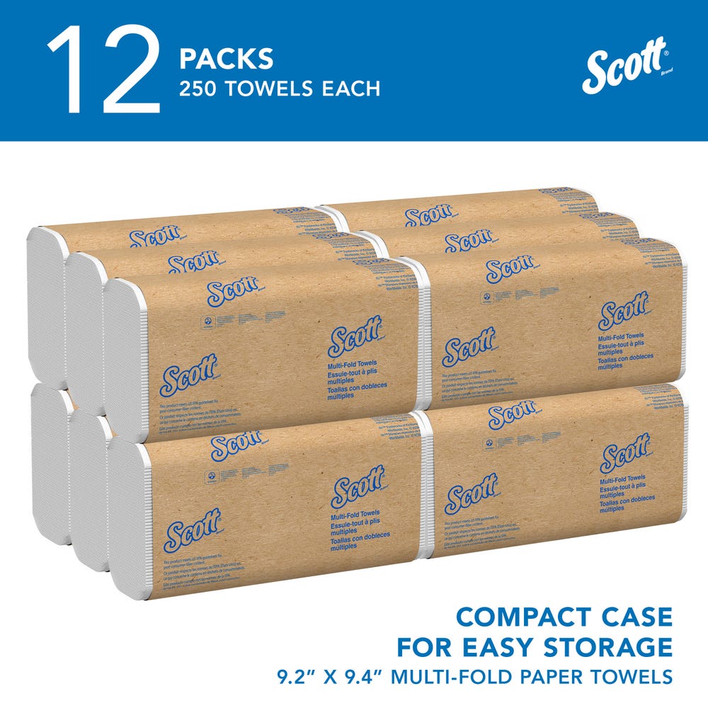 Scott Essential White Multifold Towels, 250/Pack, 12/Case – MPN 03650 — additional product view