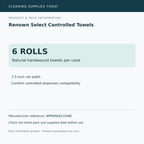 Pack information: Renown Select Controlled Towels; Natural hardwound towels per case; manufacturer reference WPREN06132WB