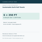 Pack information: Sustainable Earth Roll Towels; 6 rolls per case • 2,100 ft total; manufacturer reference 277324