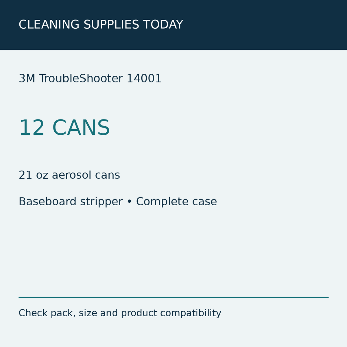 3M TroubleShooter 14001 — 12 CANS — 21 oz aerosol cans — Baseboard stripper • Complete case