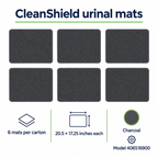 Informational illustration: six charcoal CleanShield mats, 20.5 × 17.25 inches each