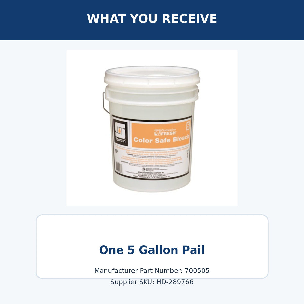Spartan Clothesline Fresh color-safe bleach 5 gallon MPN 700505 – package quantity