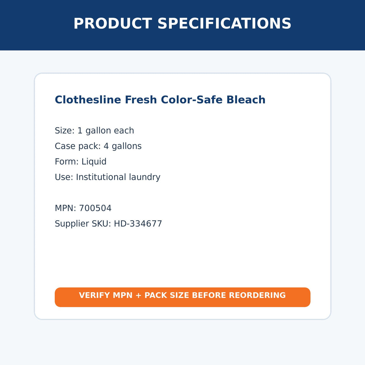 Spartan Clothesline Fresh color-safe bleach MPN 700504 – product specifications