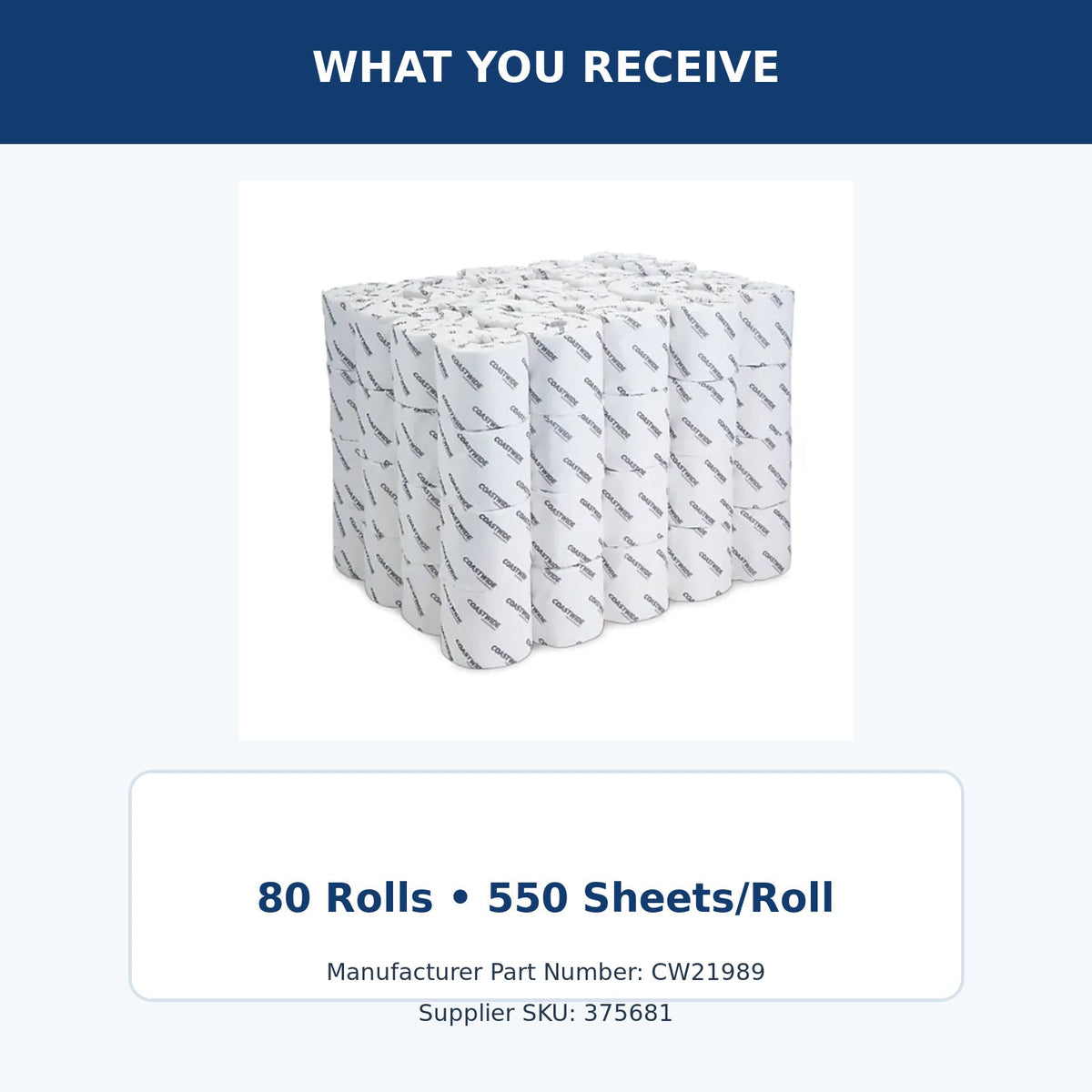 Coastwide recycled toilet tissue MPN CW21989 – package quantity