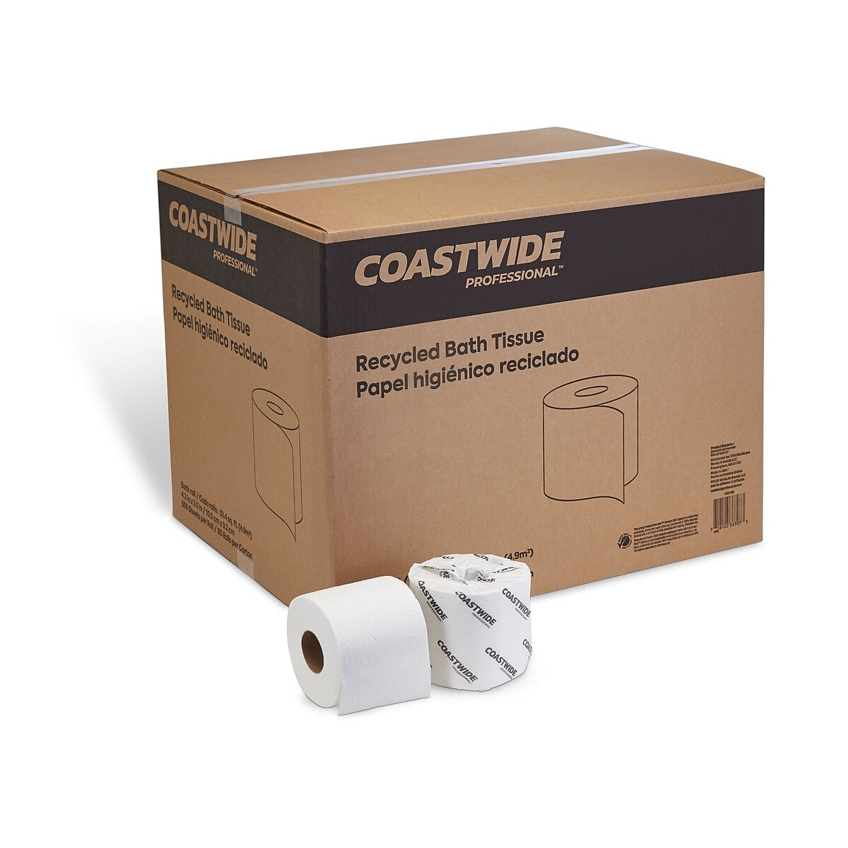 Coastwide Professional recycled 2-ply toilet paper, 550 sheets per roll, 80 rolls per case, MPN CW21989
