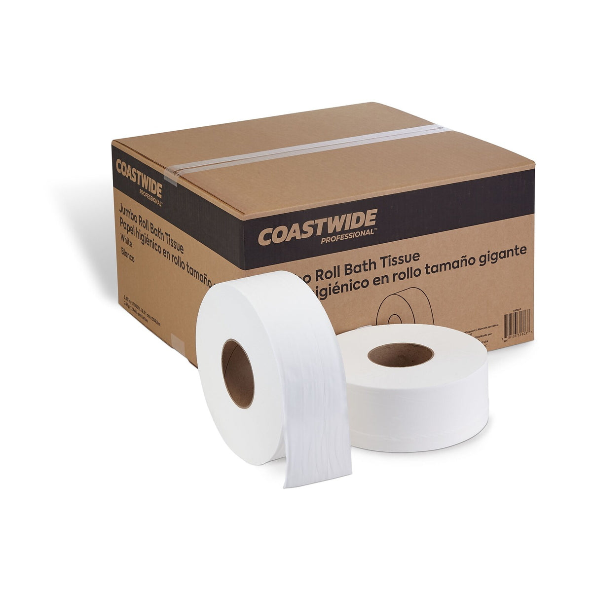 Coastwide Professional CW26215 jumbo 1-ply toilet paper carton and rolls