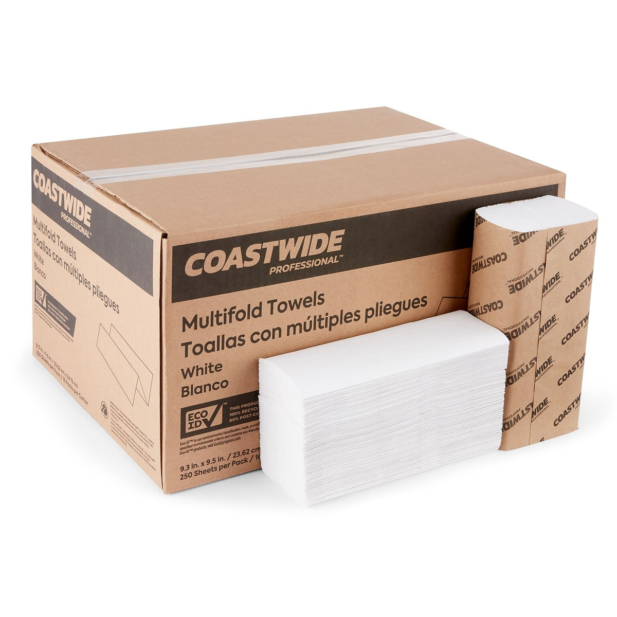 Coastwide Professional CW58045 white multifold paper towels, 4,000 sheets per case