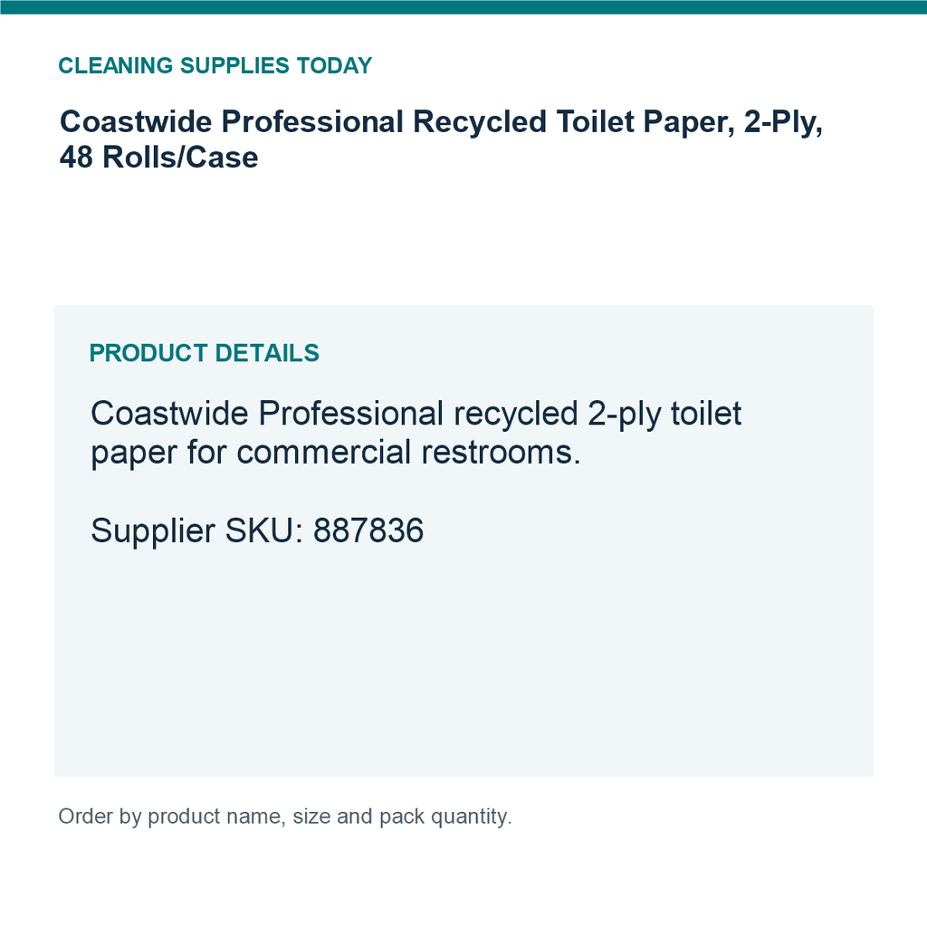 Coastwide Professional Recycled Toilet Paper, 2-Ply, 48 Rolls/Case — details guide