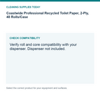 Coastwide Professional Recycled Toilet Paper, 2-Ply, 48 Rolls/Case – MPN CW20189 — compatibility guide