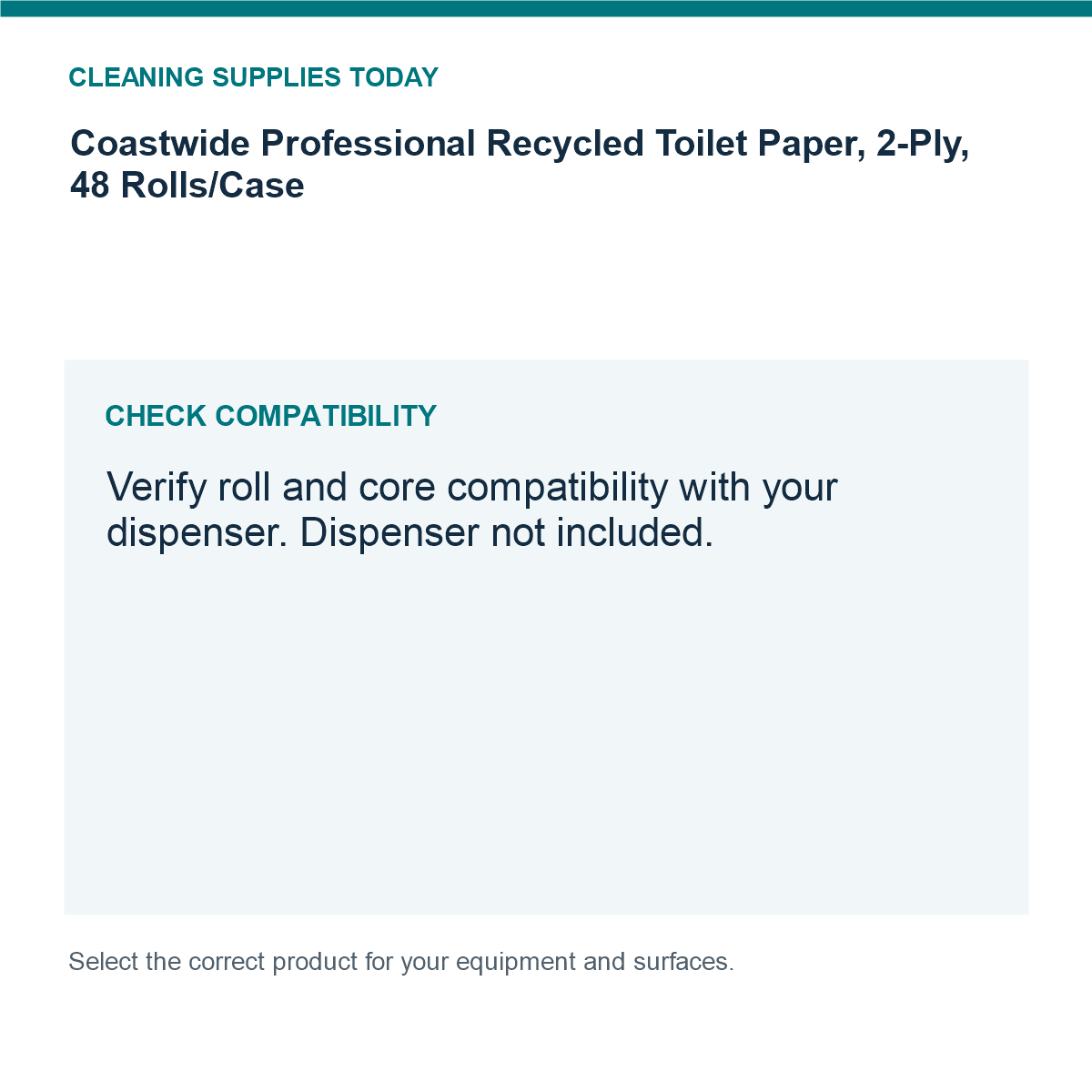 Coastwide Professional Recycled Toilet Paper, 2-Ply, 48 Rolls/Case – MPN CW20189 — compatibility guide