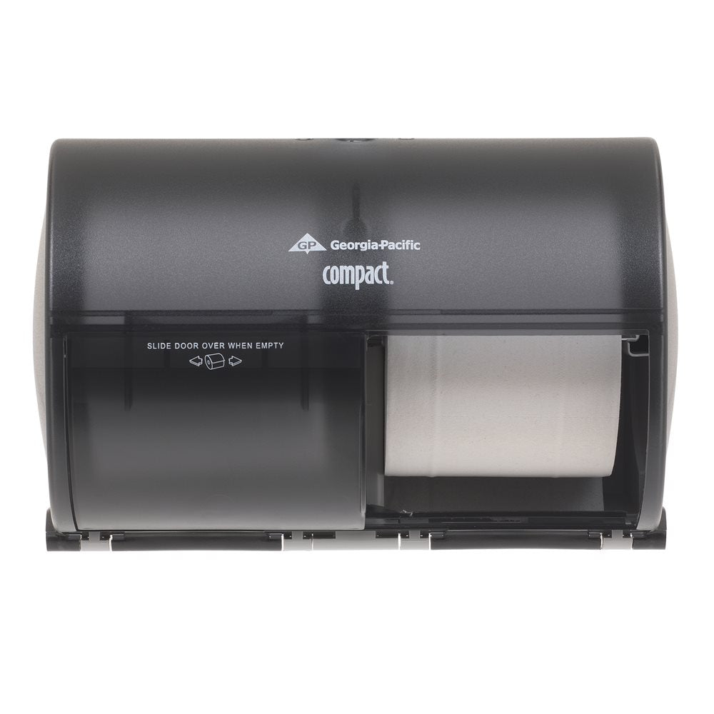 Compact compatible side-by-side coreless toilet paper dispenser