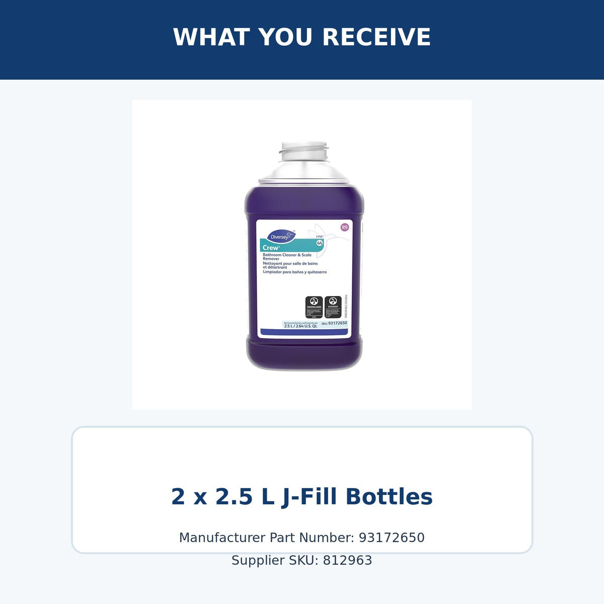 Diversey Crew 44 J-Fill restroom cleaner MPN 93172650 – package quantity
