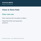 SCOTCH-BRITE Clean & Shine Pads - Floor care use; 5 pads / 1 carton; 20-inch diameter; product information graphic