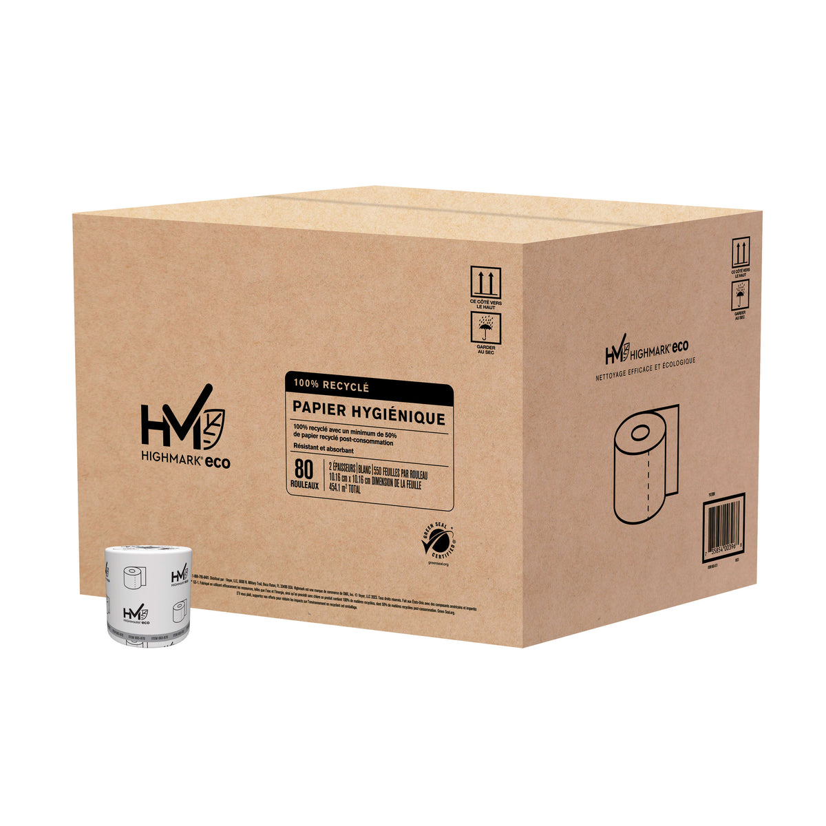 Highmark White Recycled Toilet Tissue, 2-Ply, 550 Sheets/Roll – 2 Cases, 160 Rolls — representative product photo; supplied quantity and kit contents as listed
