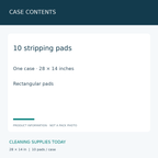 3M 7300 Black Stripping Pads 28 × 14 in — CASE CONTENTS; 10 stripping pads; One case · 28 × 14 inches; Rectangular pads