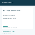 3M White Carpet Bonnets 20 in — PRODUCT DETAILS; 3M carpet bonnet 08607; Non-woven construction; Supplier SKU HD-336357