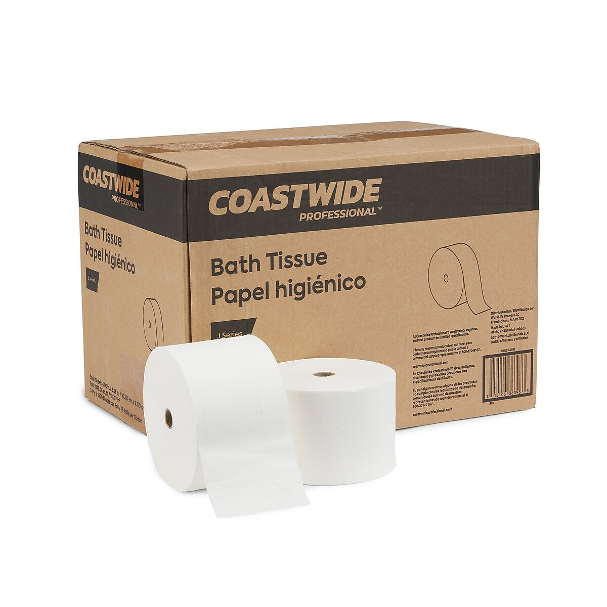 Coastwide Professional CWJBT-1500 J-Series small core toilet paper, 18 rolls per carton