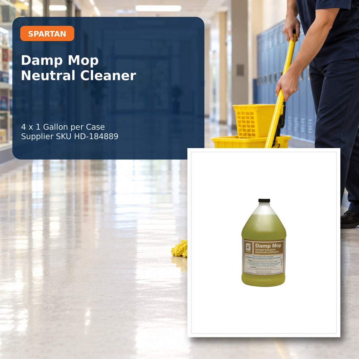 Spartan Damp Mop Neutral Floor Cleaner, Lemon, 1 Gal, 4/Case – 01 hero