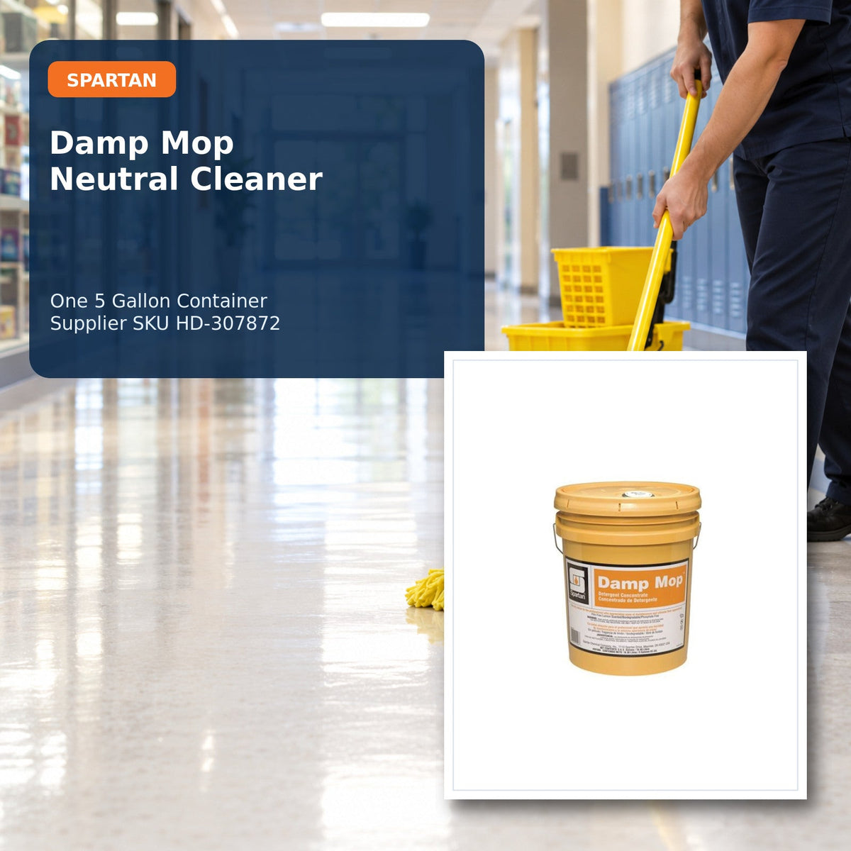 Spartan Damp Mop Neutral Floor Cleaner, Lemon, 5 Gal – SKU HD-307872 – 01 hero