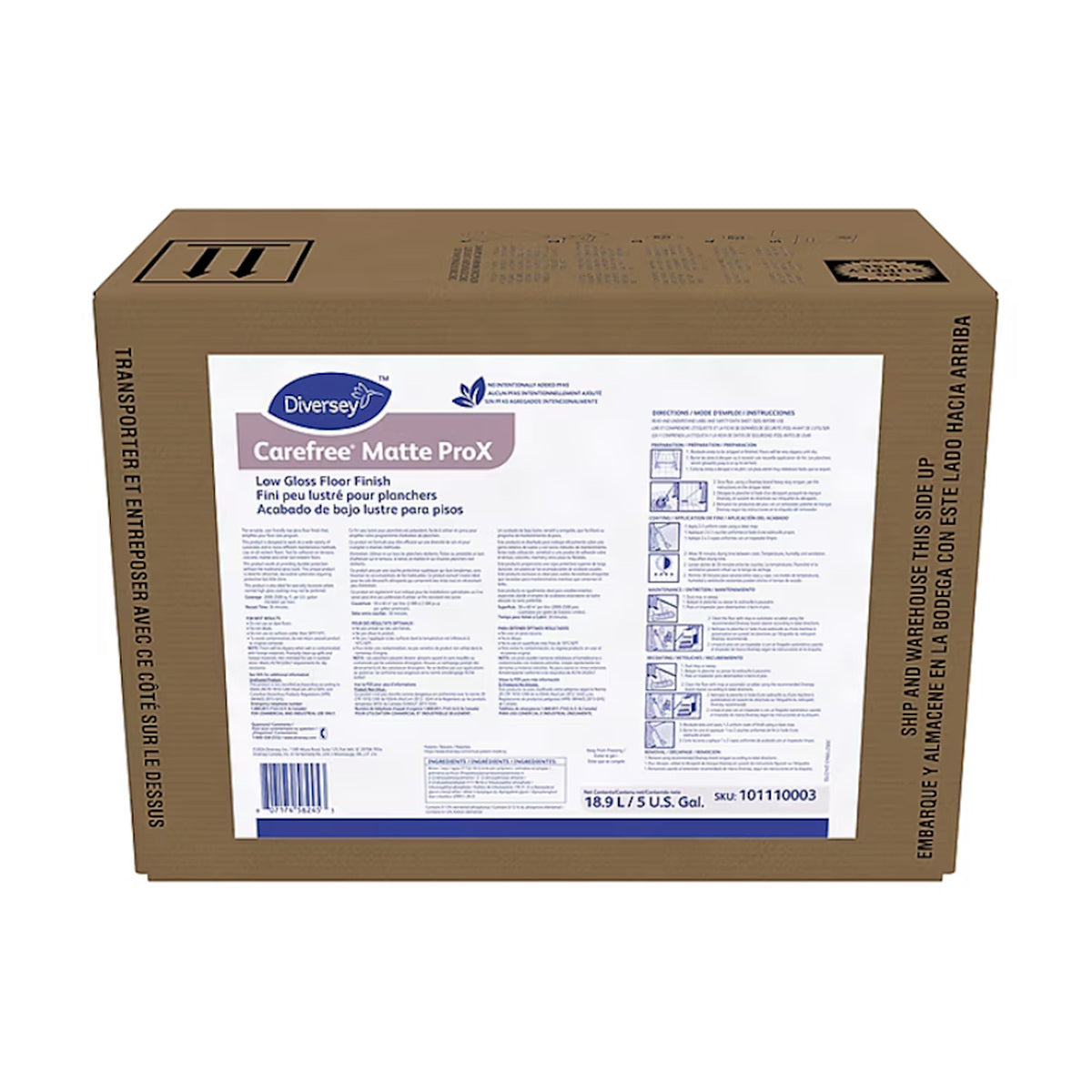 Diversey Carefree Matte ProX low-gloss floor finish, 5 gallon bag-in-box