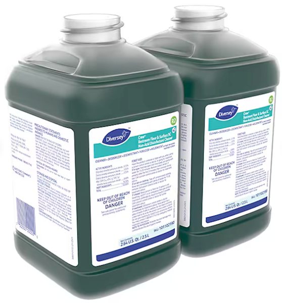 Diversey Crew Non-Acid Restroom Floor & Surface Cleaner, J-Fill, 2.5 L, 2/Case
