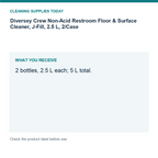 Diversey Crew Non-Acid Restroom Floor & Surface Cleaner, J-Fill, 2.5 L, 2/Case — pack guide