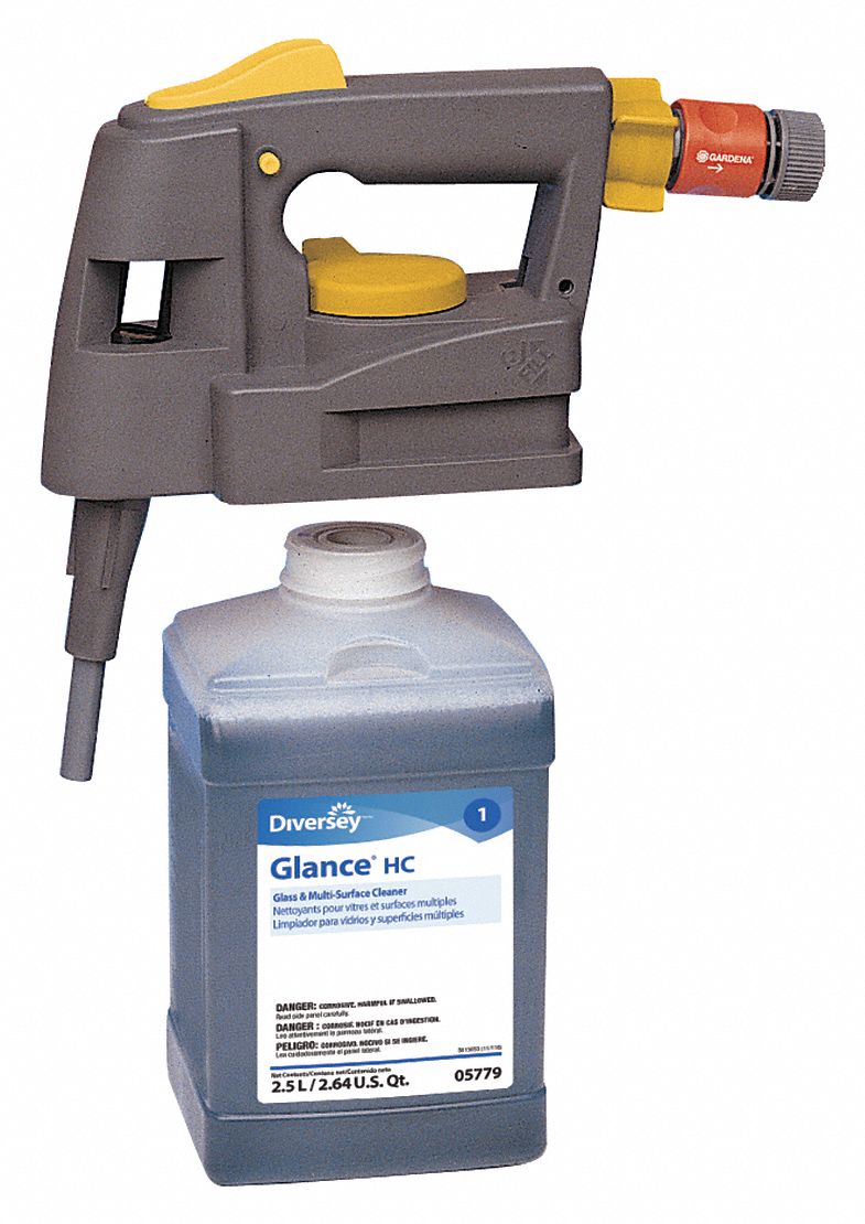 Diversey Glance HC 2.5 liter cartridge installed in compatible J-Fill dispensing system
