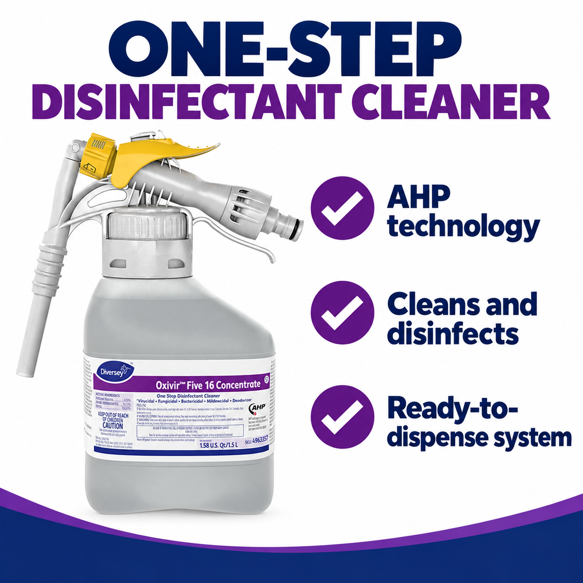 Diversey Oxivir Five 16 RTD disinfectant cleaner benefits