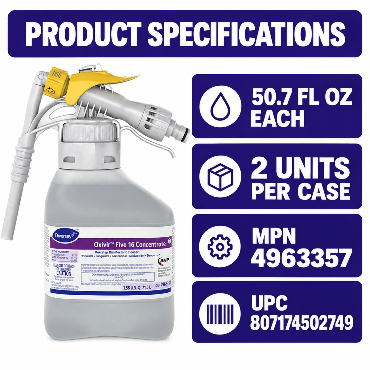 Diversey Oxivir Five 16 RTD product specifications