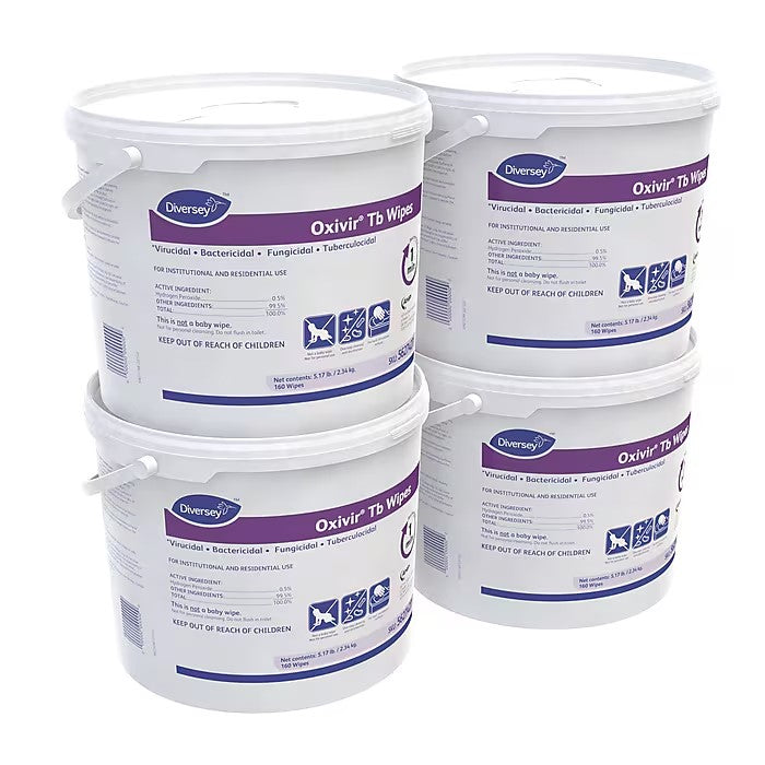 Diversey Oxivir TB disinfecting wipes, 160 wipes per container, case of 4, MPN 5627427