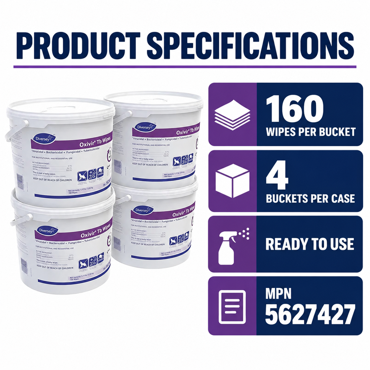 Diversey Oxivir TB Wipes product specifications
