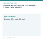 Diversey SUMA Pan-Clean D1.5 J-Fill Detergent, 2.5 L, 2/Case – MPN 100839776 — pack contents