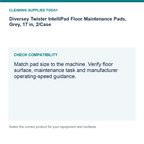 Diversey Twister IntelliPad Floor Maintenance Pads, Grey, 17 in, 2/Case – MPN DD800352 — compatibility guide