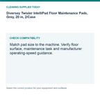 Diversey Twister IntelliPad Floor Maintenance Pads, Grey, 20 in, 2/Case — compatibility guide