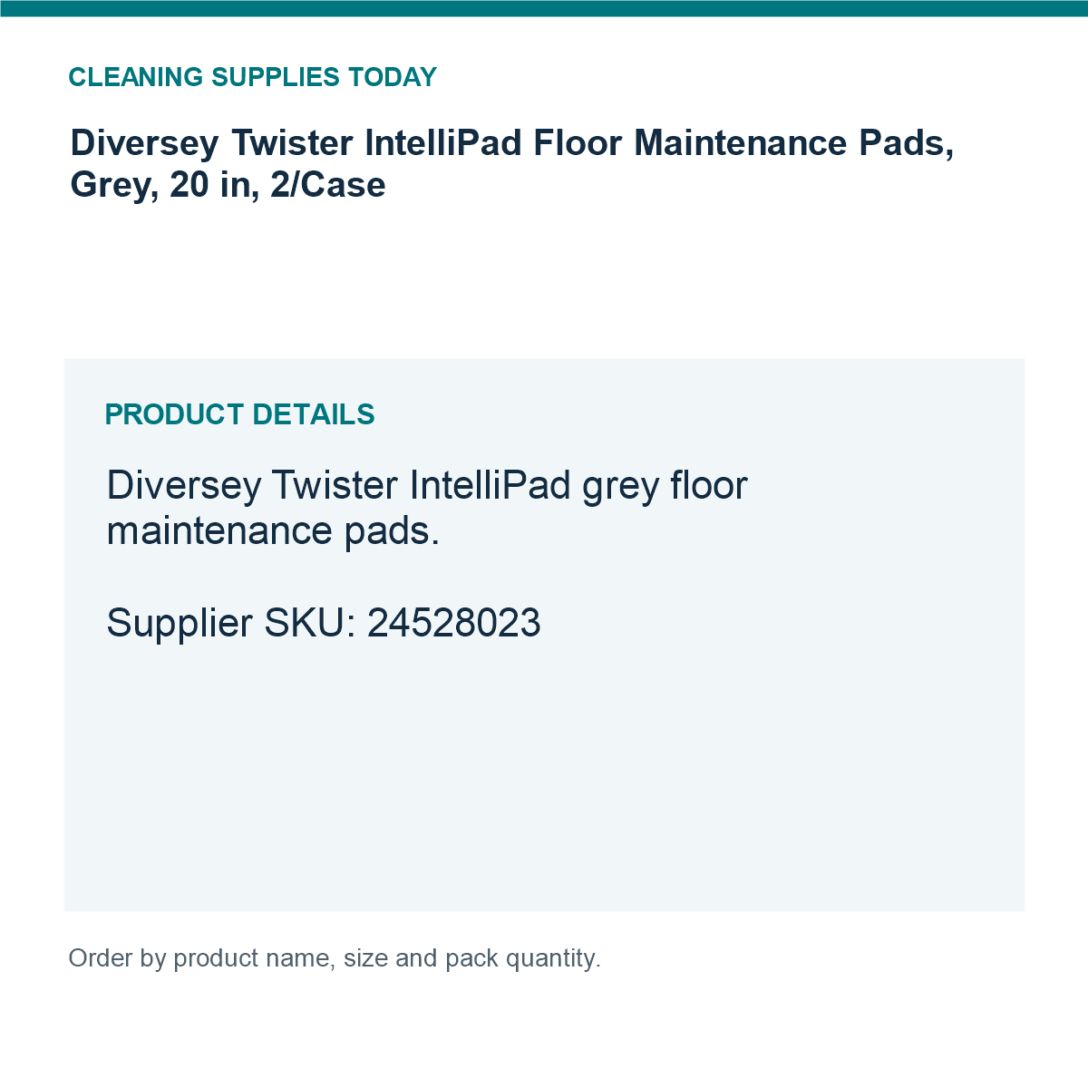 Diversey Twister IntelliPad Floor Maintenance Pads, Grey, 20 in, 2/Case — details guide