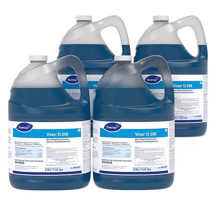 Diversey Virex II 256 one-step disinfectant cleaner, 1 gallon, case of 4, MPN 04332