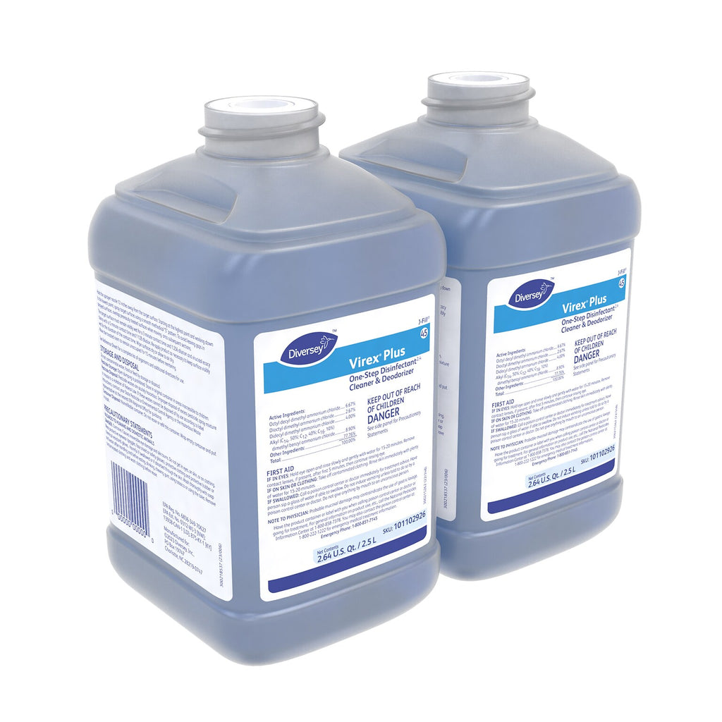 Diversey Virex Plus J-Fill disinfectant cleaner, 2.5 L bottles, case of 2, MPN 101102926