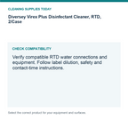 Diversey Virex Plus Disinfectant Cleaner, RTD, 2/Case — compatibility guide